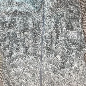 Grey North Face fuzzy zip up